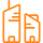 outline of buildings orange icon